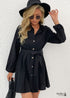 Summer short Black Dress with long sleeve